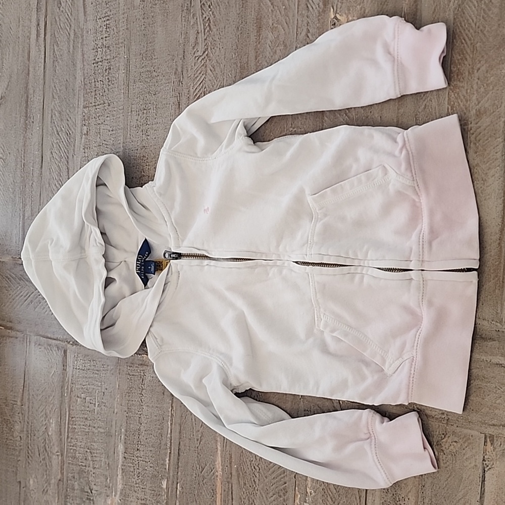 Girls white and pink ombre hoodie with zip closure